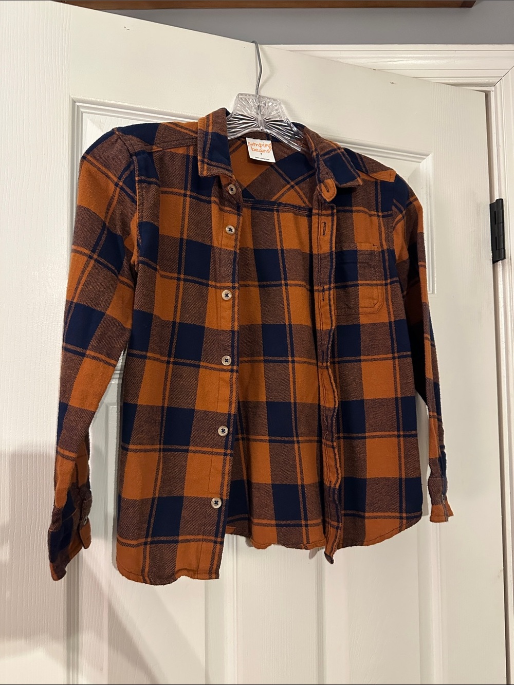 jumping beans Orange and Navy Plaid Button-Down Shirt 7